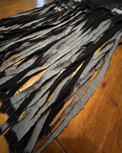 Midnight Outlaw Black Denim Fringe Skirt by The Modern Alien, photo 8