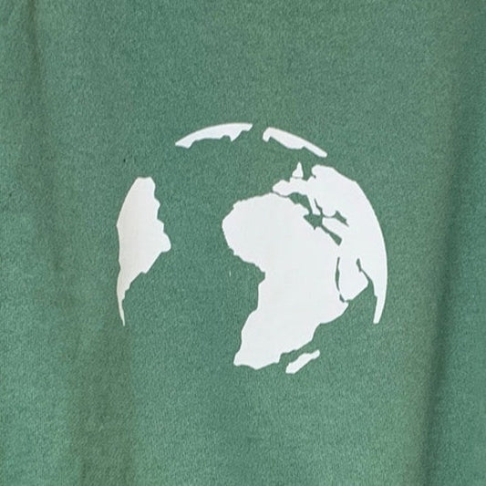 Upcycled Hand Printed Womens XL Save The Planet Earth Long Sleeve Sweatshirt