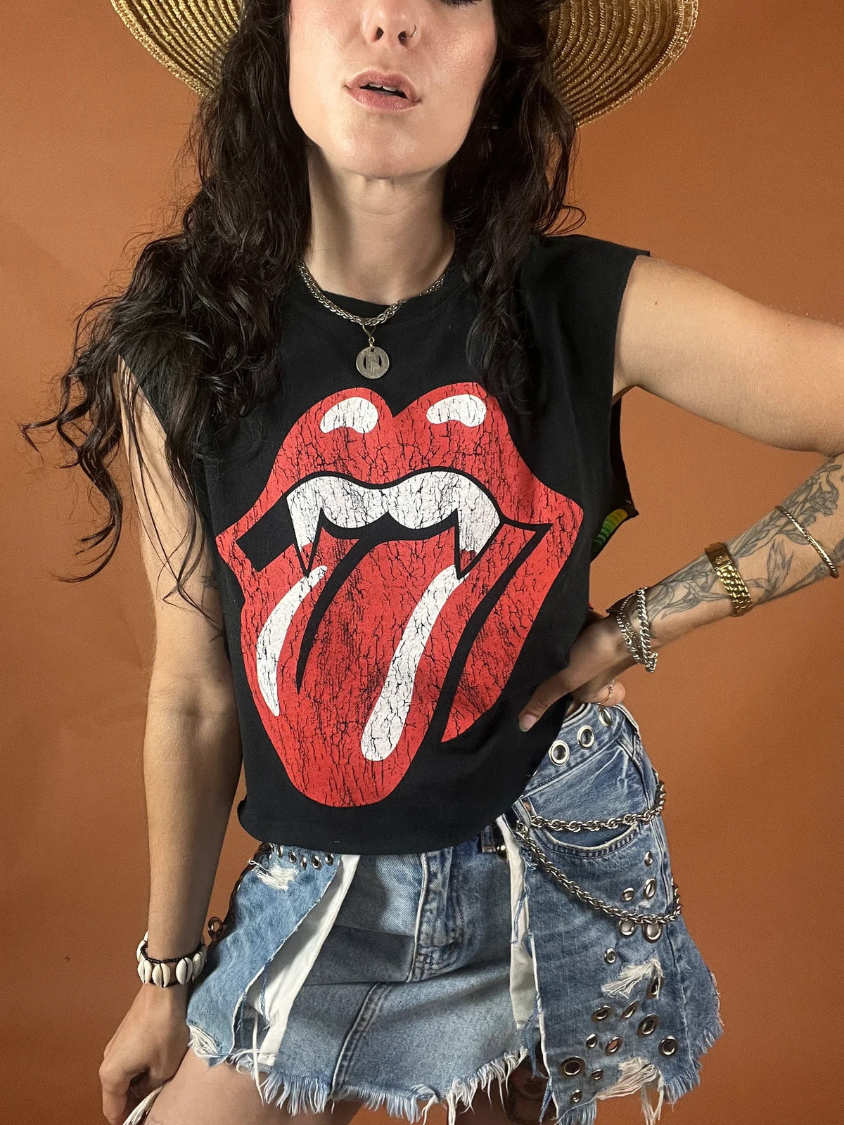 Rolling Stones Vampire Serape Crop Tank Top