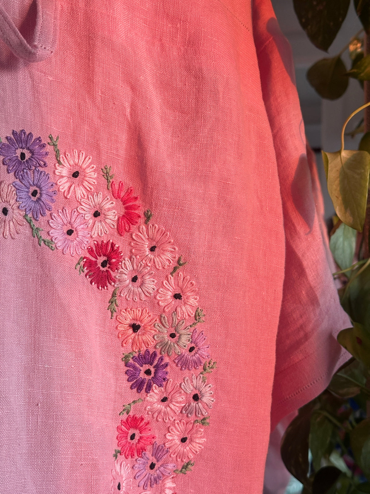 Pink Irish Linen Embroidered Cropped Top by Finding Doll, photo 4