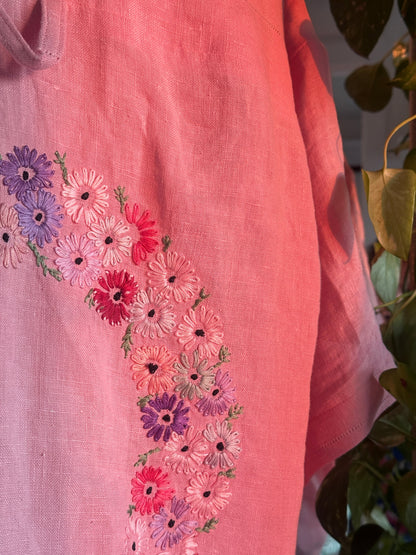 Pink Irish Linen Embroidered Cropped Top by Finding Doll, photo 4