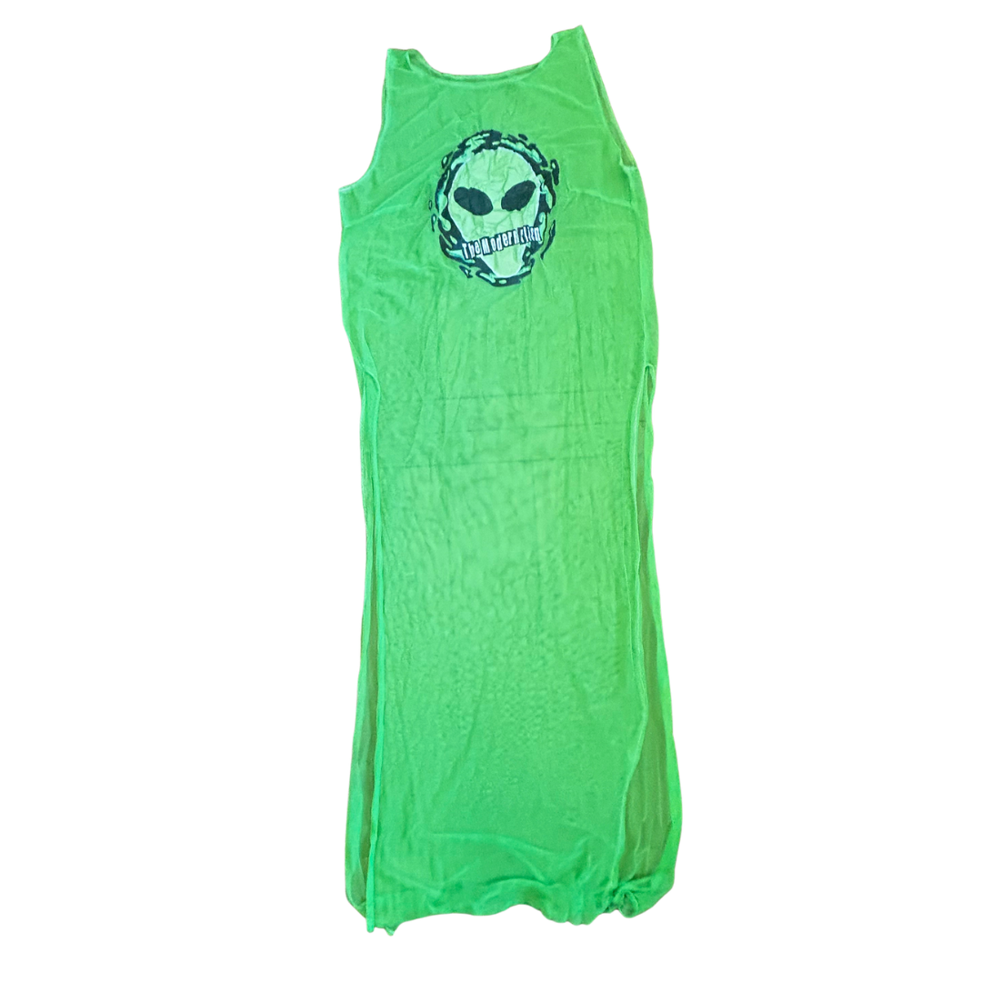 Neon Signal Sheer Dress – One of a Kind Upcycled Statement Piece