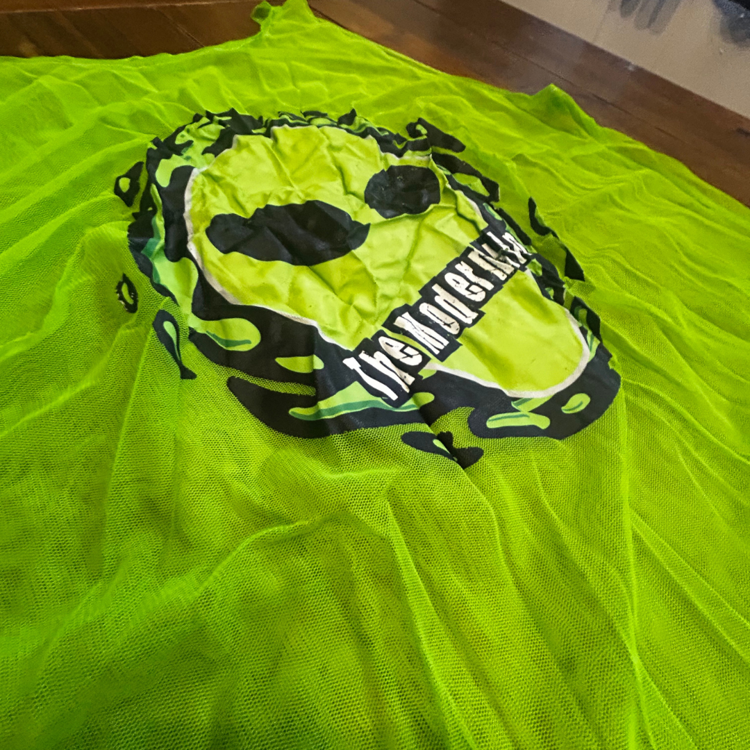 Neon Signal Sheer Dress – One of a Kind Upcycled Statement Piece