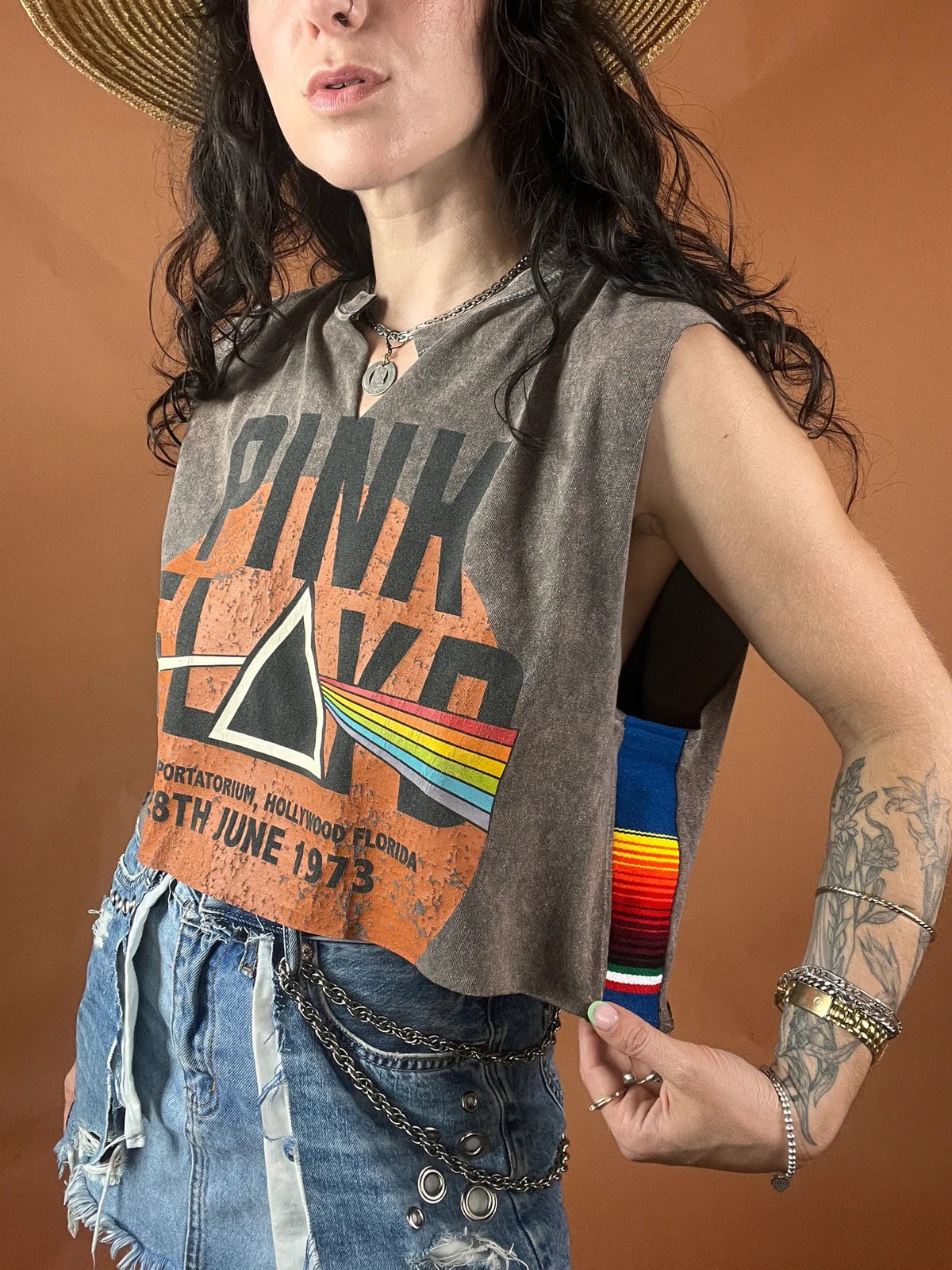 Pink Floyd Serape Stripe Crop Tank Top