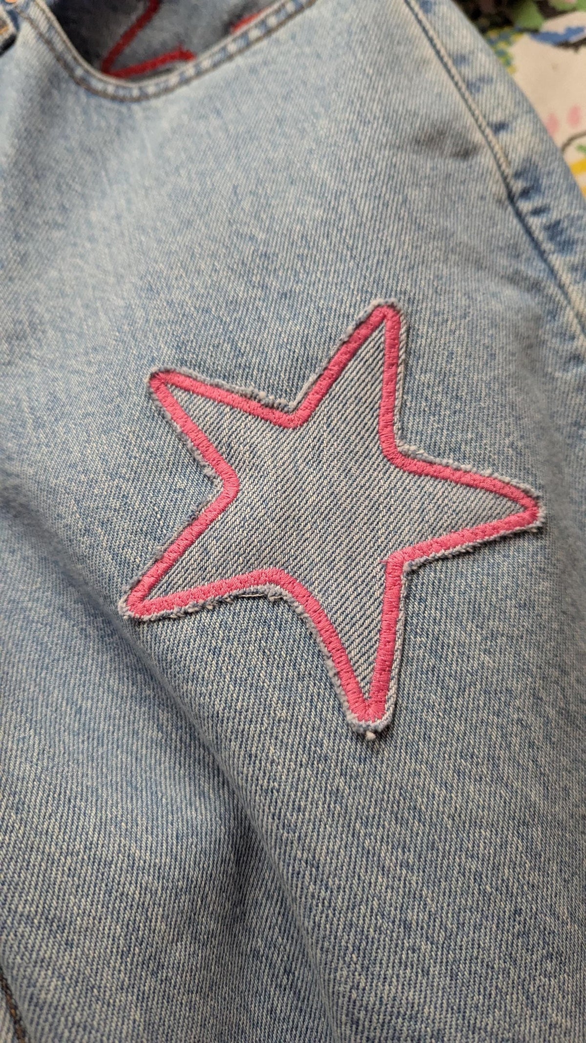 Patchwork Star Jeans- Light Wash Levi's with Handmade Star Patches