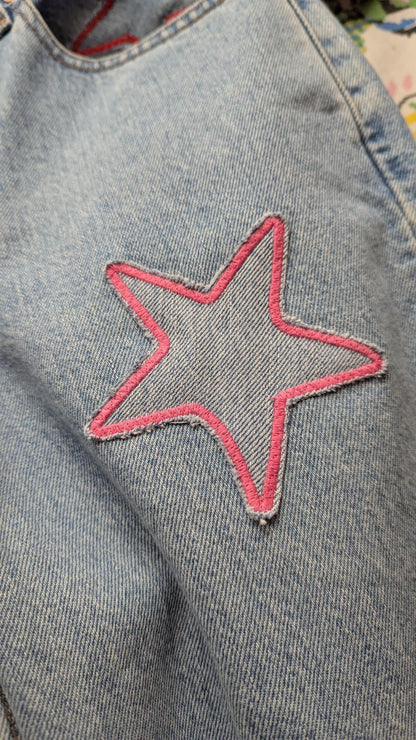 Patchwork Star Jeans- Light Wash Levi's with Handmade Star Patches