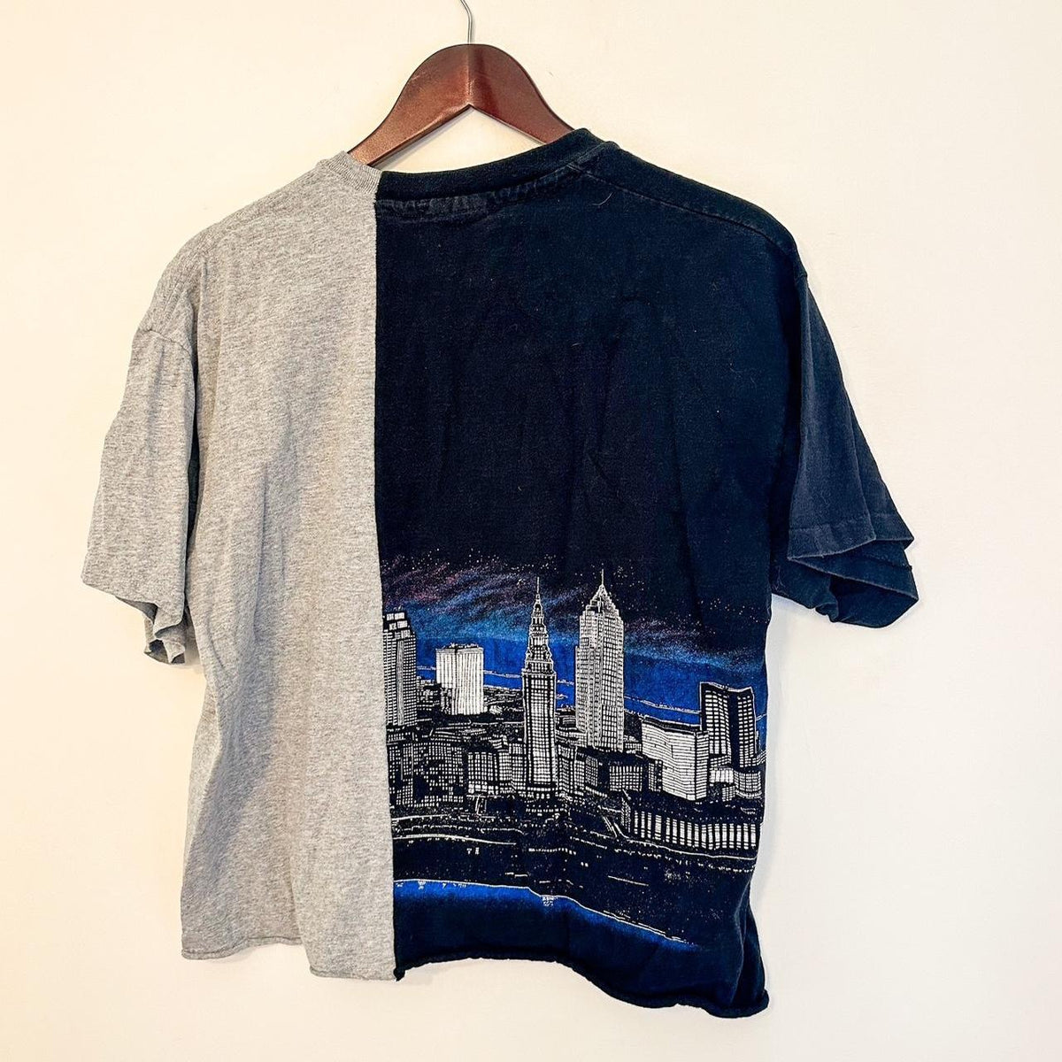 A Vintage Nike Reworked Cityscape Skyline Split Tee.