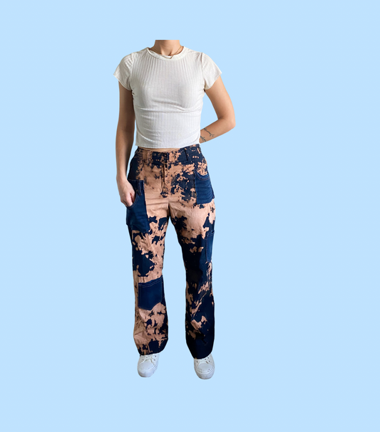 bleached navy cargo pants