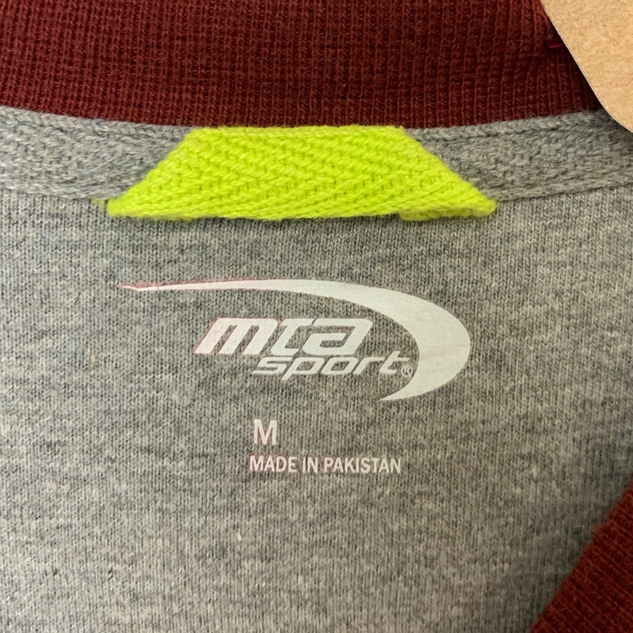 Upcycled Hand Printed Mens Medium Red Save Planet Earth Crew Neck Sweatshirt