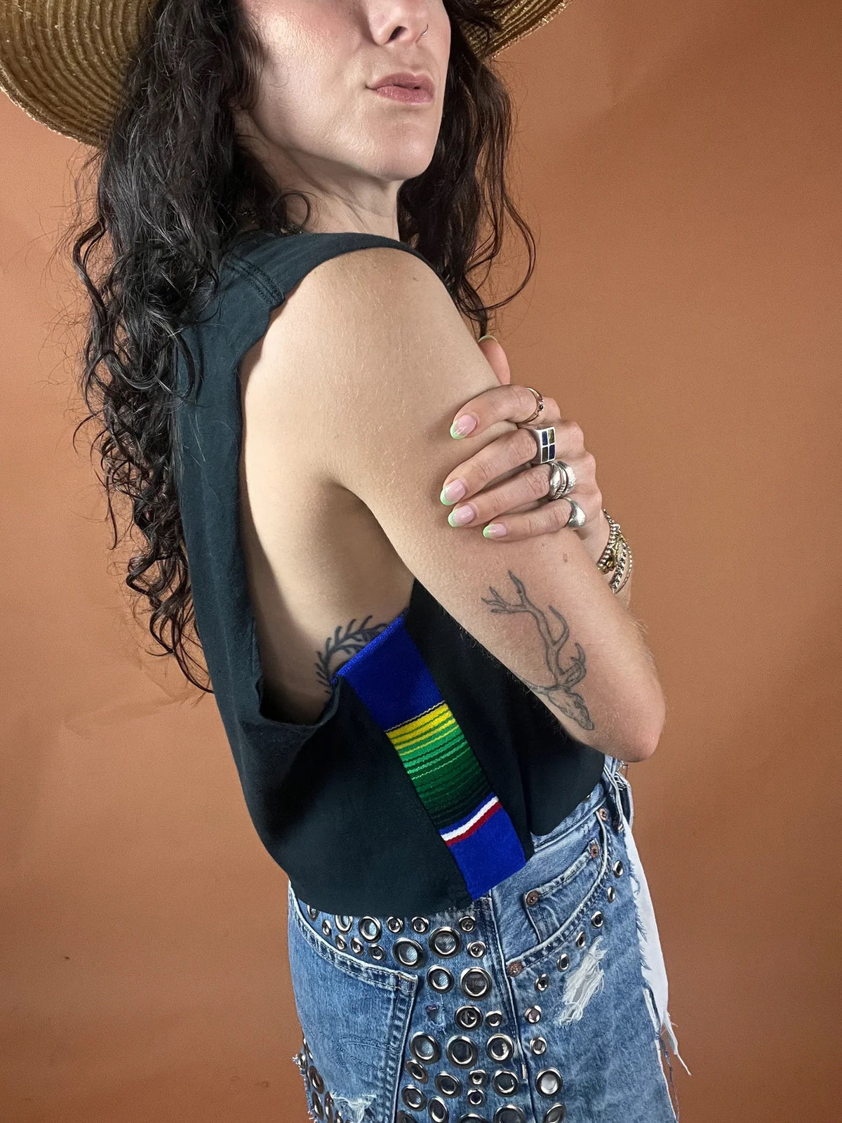 Guns N Roses Serape Stripe Crop Tank Top