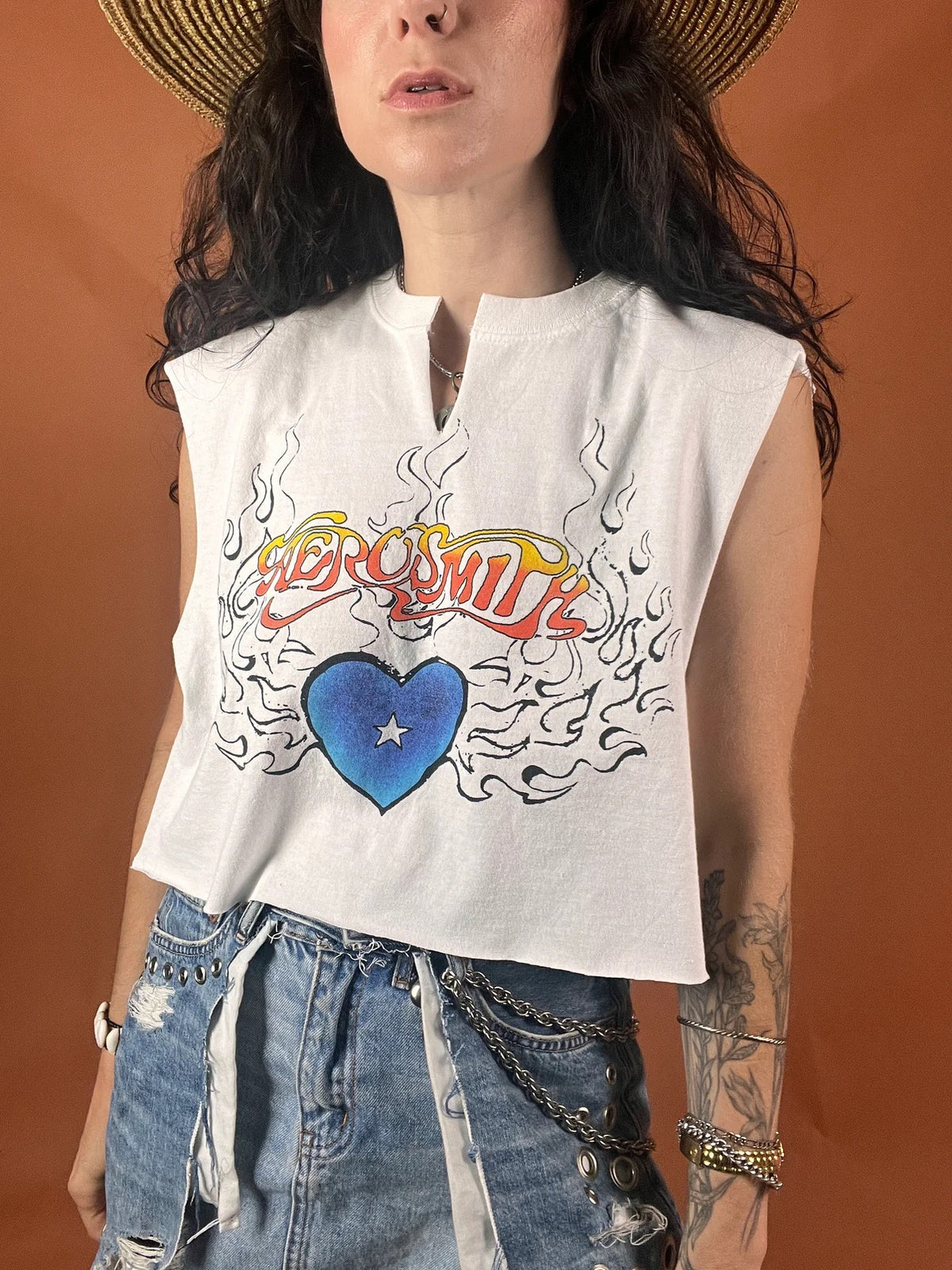 Aerosmith Side Stripe Crop Tank Top