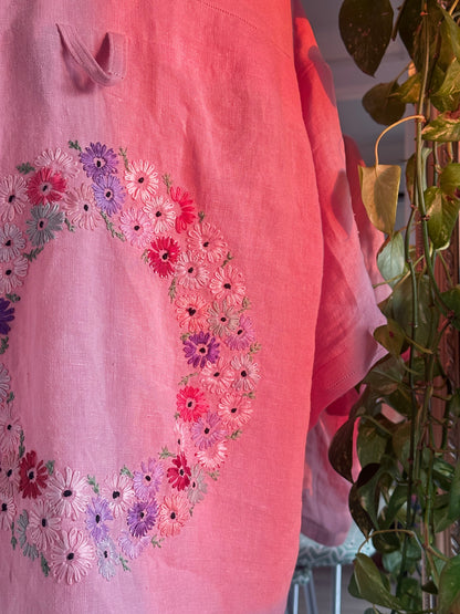 Pink Irish Linen Embroidered Cropped Top by Finding Doll, photo 3