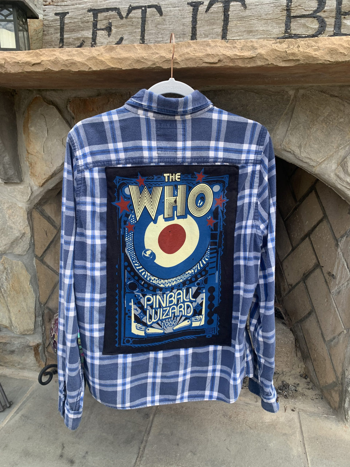 The Who Pinball Wizard Rock Band Music Flannel Shirt with a picture of a clown on it.