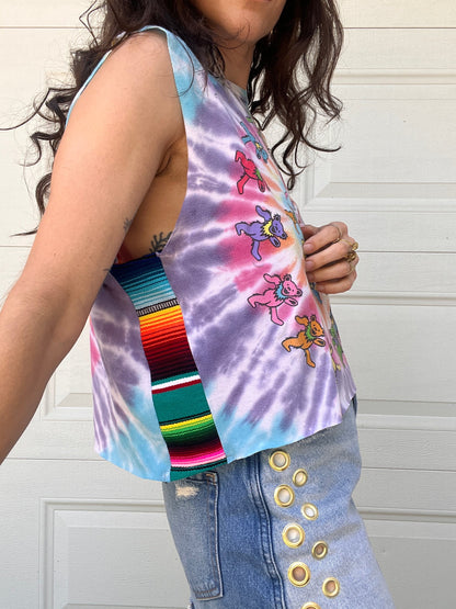 Grateful Dead Tie Dye Serape Stripe Crop Tank Top