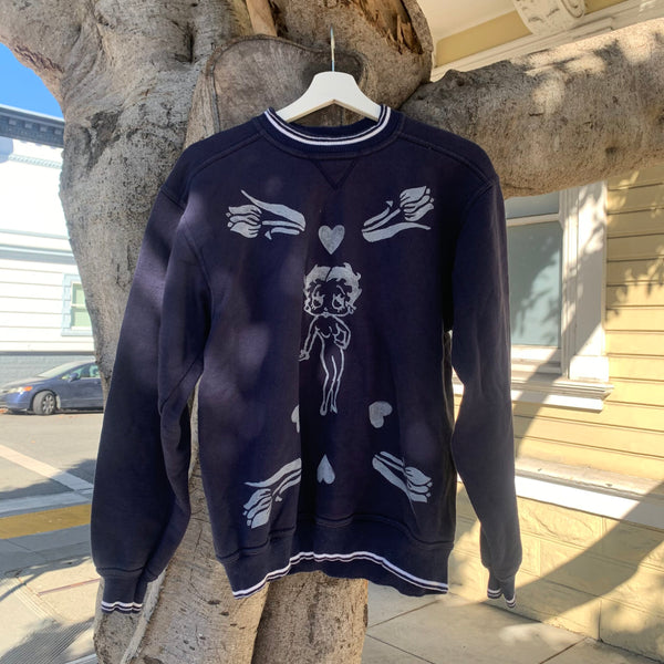 Betty Boop #3 Linoleum Print Reworked Crewneck M