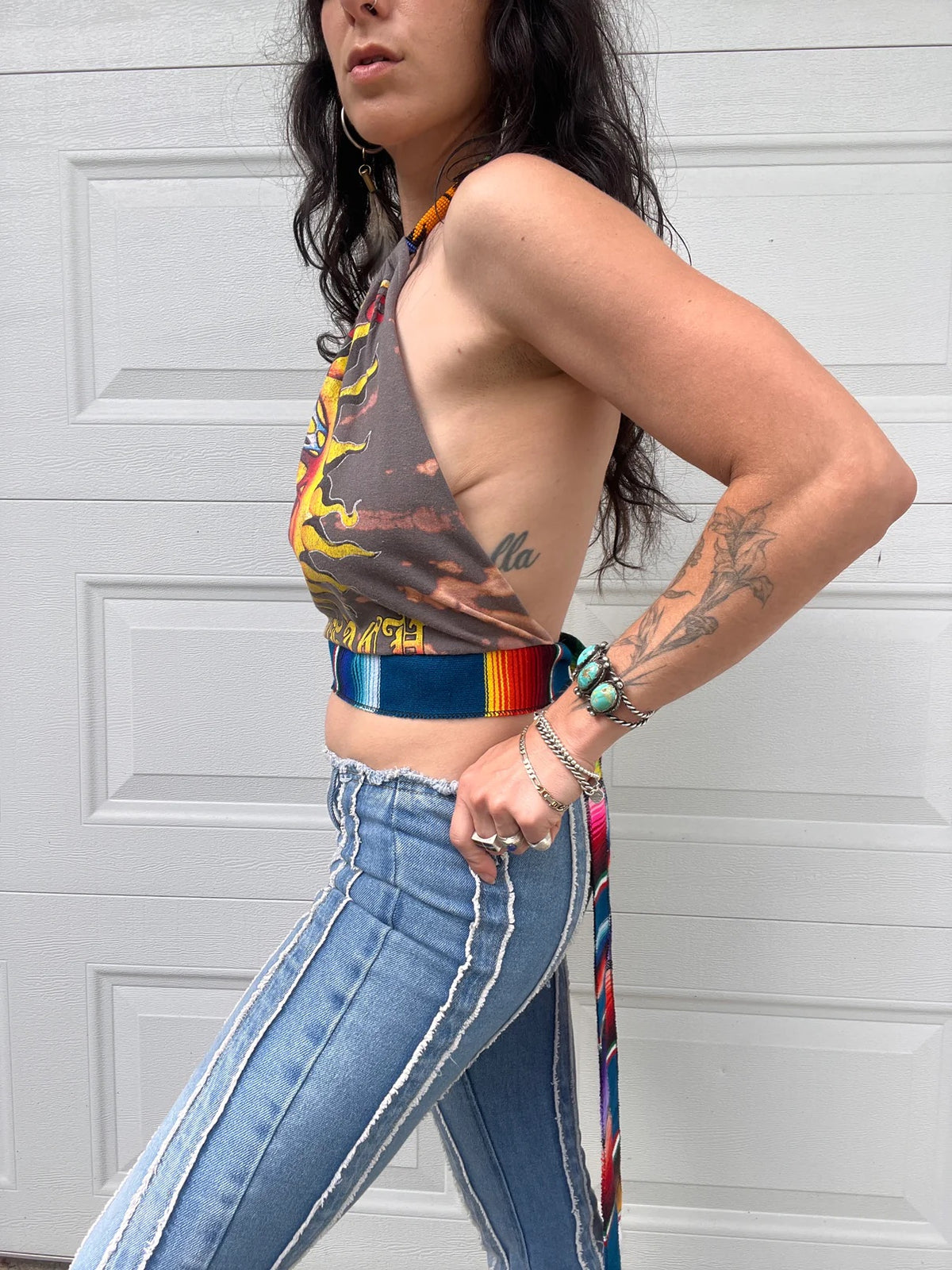 Sublime Beaded Halter Backless Halter Crop Top