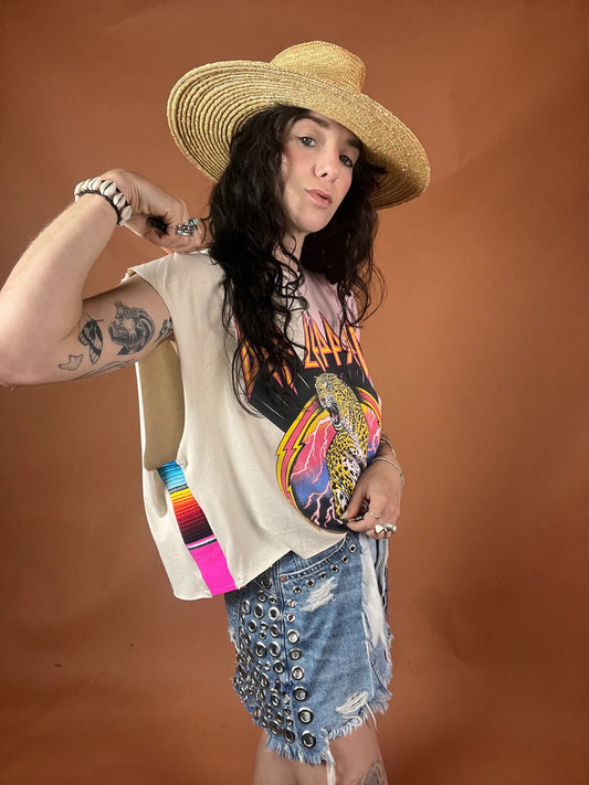 Def Leppard Serape Stripe Crop Tank Top