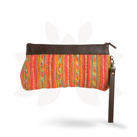 Upcycled Hmong Leather Cuff Wristlet - Thailand