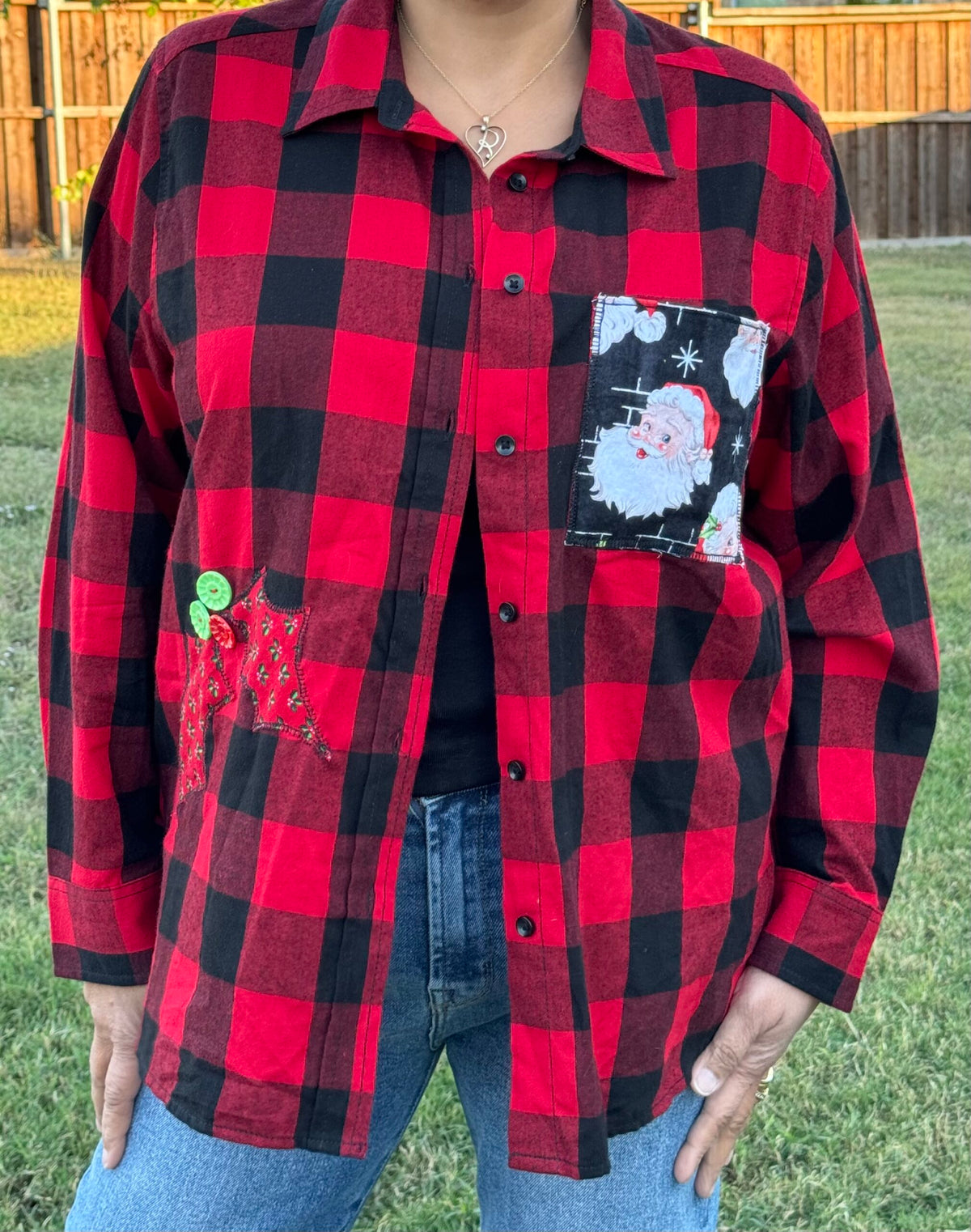 Believe In Magic Christmas Holiday Plaid Flannel Longsleeve Shirt