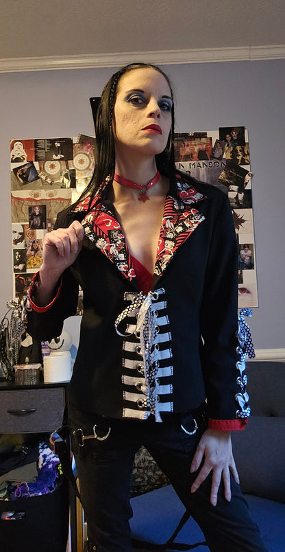 Upcycled Betty Boop Lace Up Blazer - M