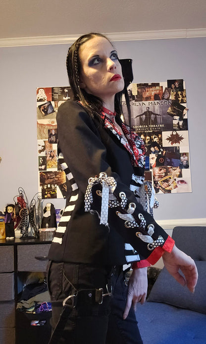 Upcycled Betty Boop Lace Up Blazer - M