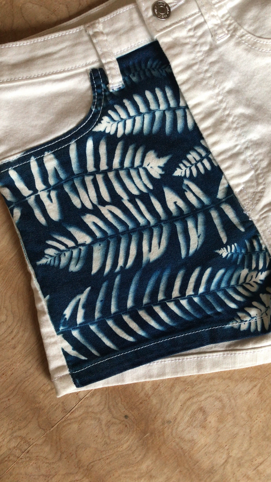Cyanotype Fern Print Bleached Summer Shorts