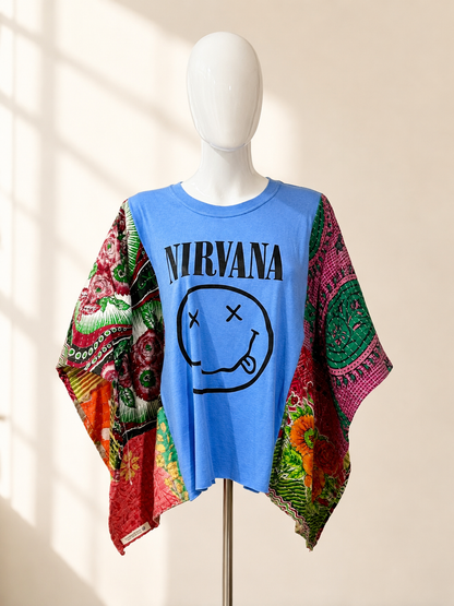 Nirvana Inspired Handmade Boho Poncho Top