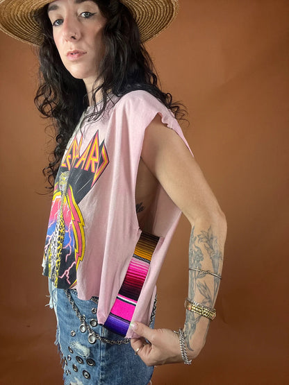 Def Leppard Serape Stripe Crop Tank Top