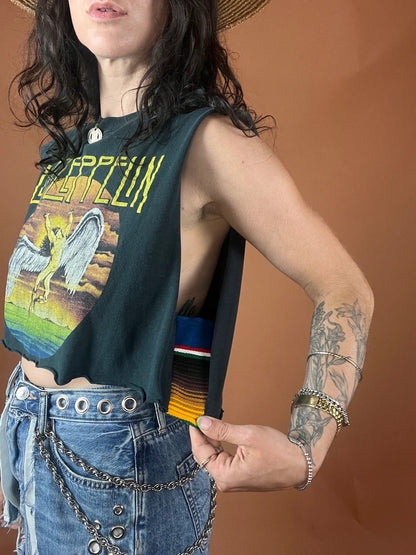 Led Zeppelin Side Stripe Crop Tank Top