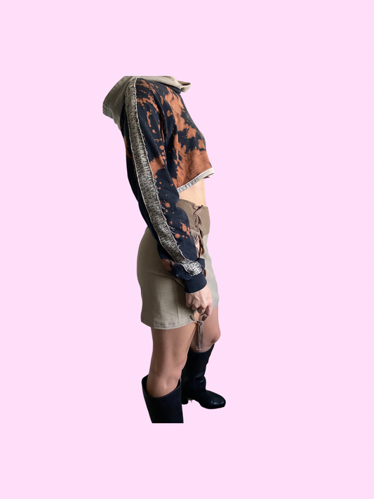 Worldview black bleach crop hoodie