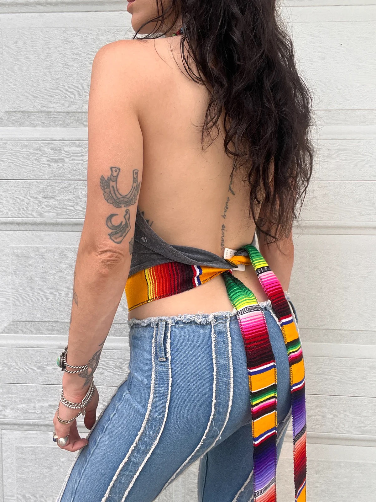 ACDC Beaded Halter Backless Halter Crop Top