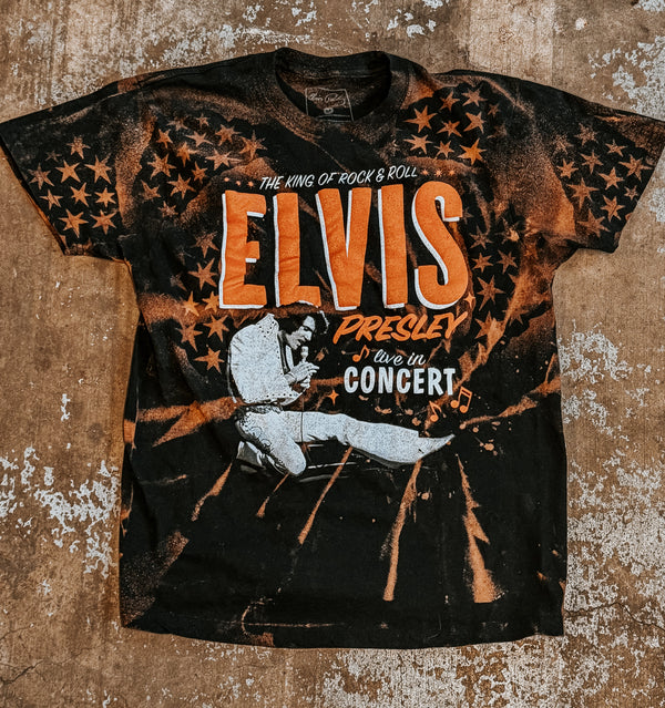 Upcycled Elvis Presley Bleached Graphic Tee Medium