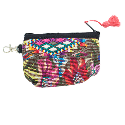Upcycled Huipil Coin Purse Handmade Guatemalan Textile Zip Pouch Fair Trade - Guatemala