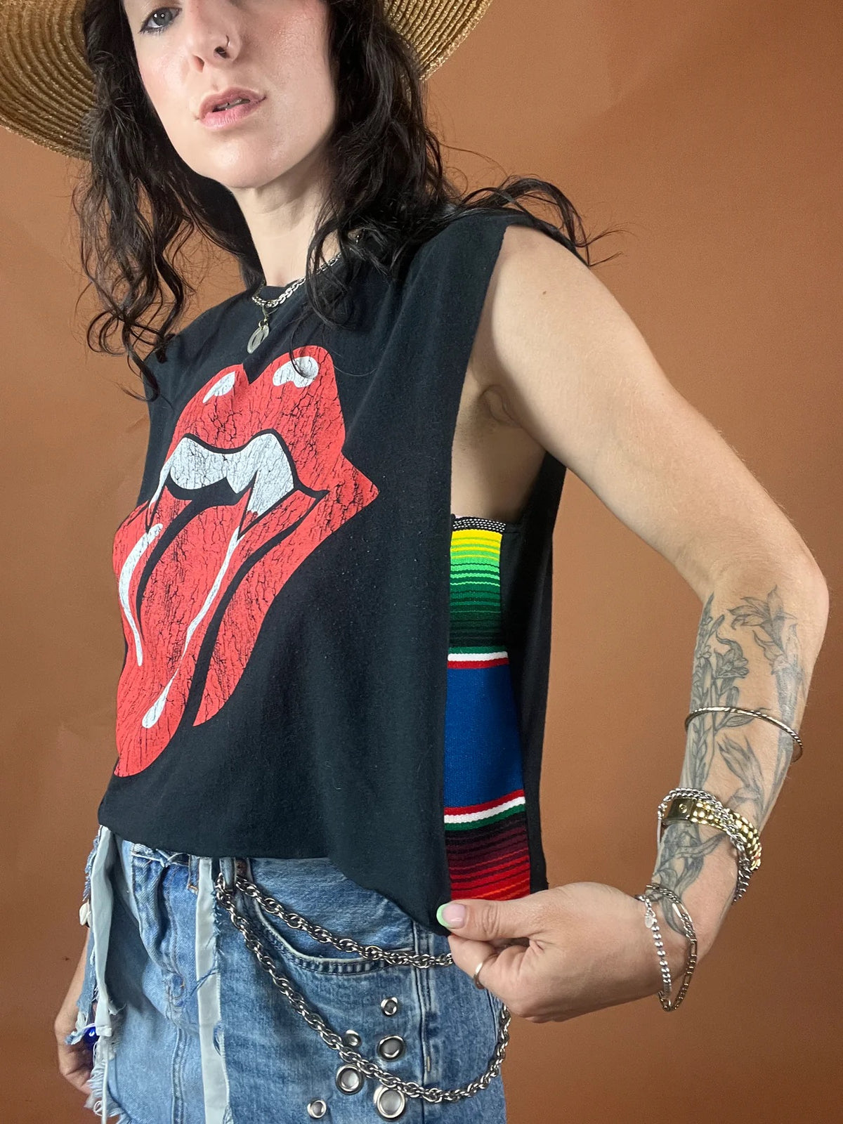 Rolling Stones Vampire Serape Crop Tank Top