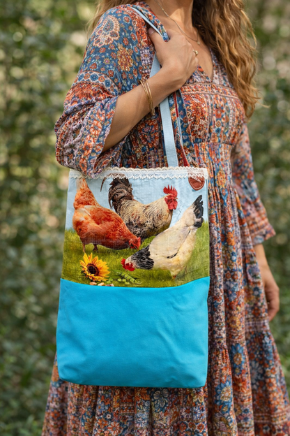 Upcycled Chicken Feed Sack Tote Bag | Handmade Farmhouse Tote