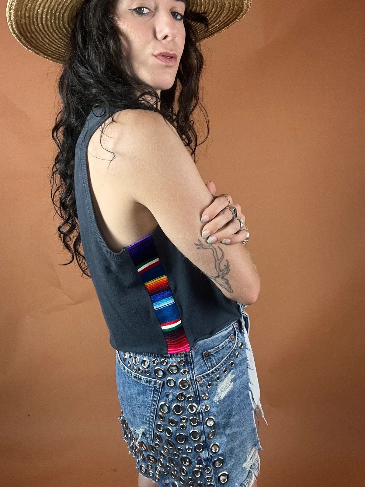 The Who Side Striped Crop Tank Top