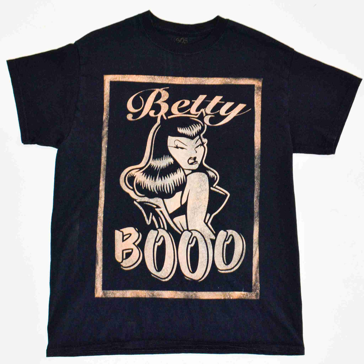 a black t - shirt with a picture of a woman on it.