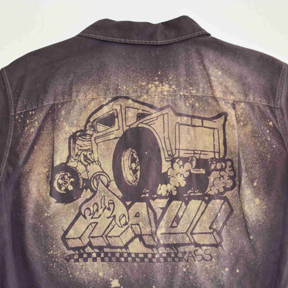 a black jacket with a picture of a truck on it.