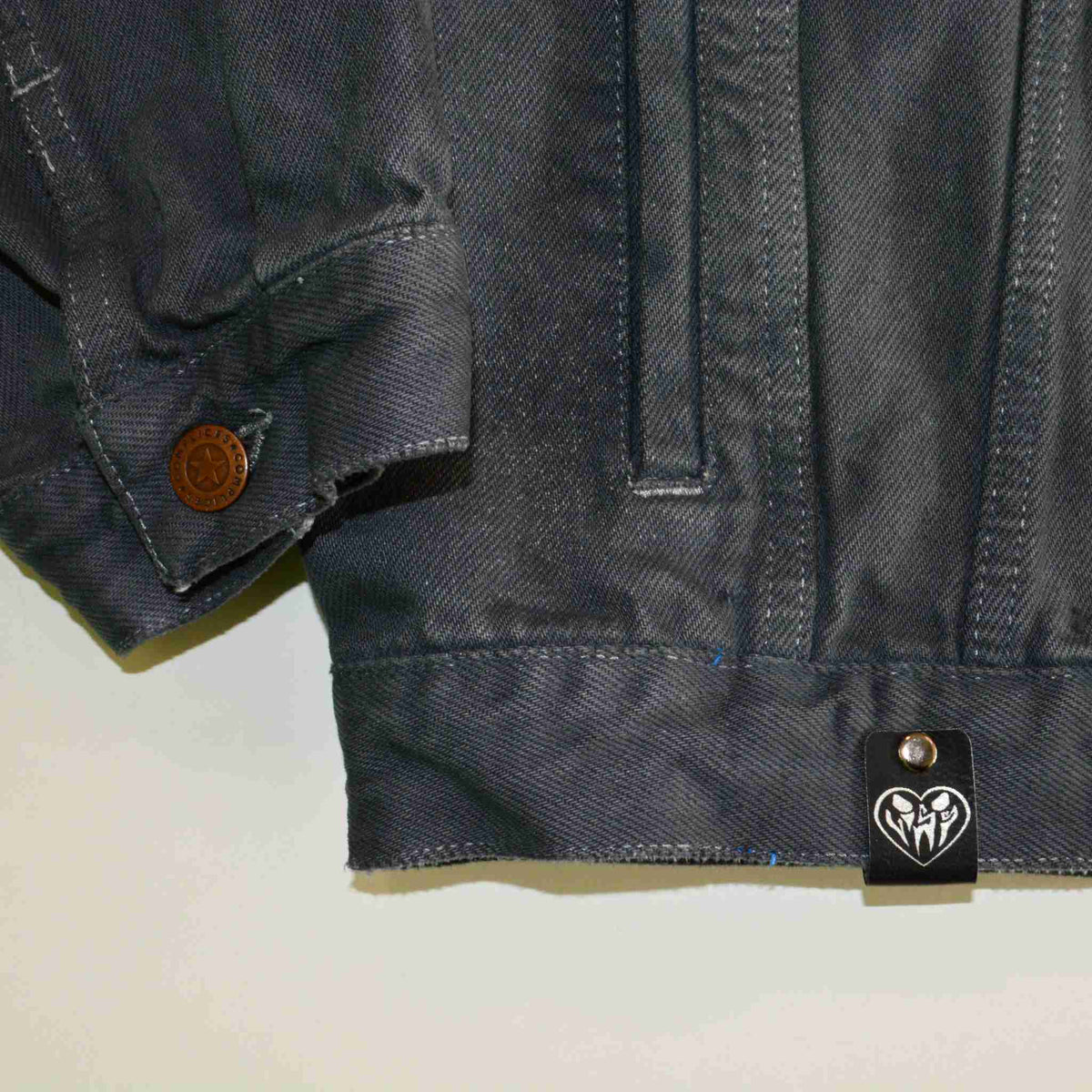 a close up of a button on a jacket.