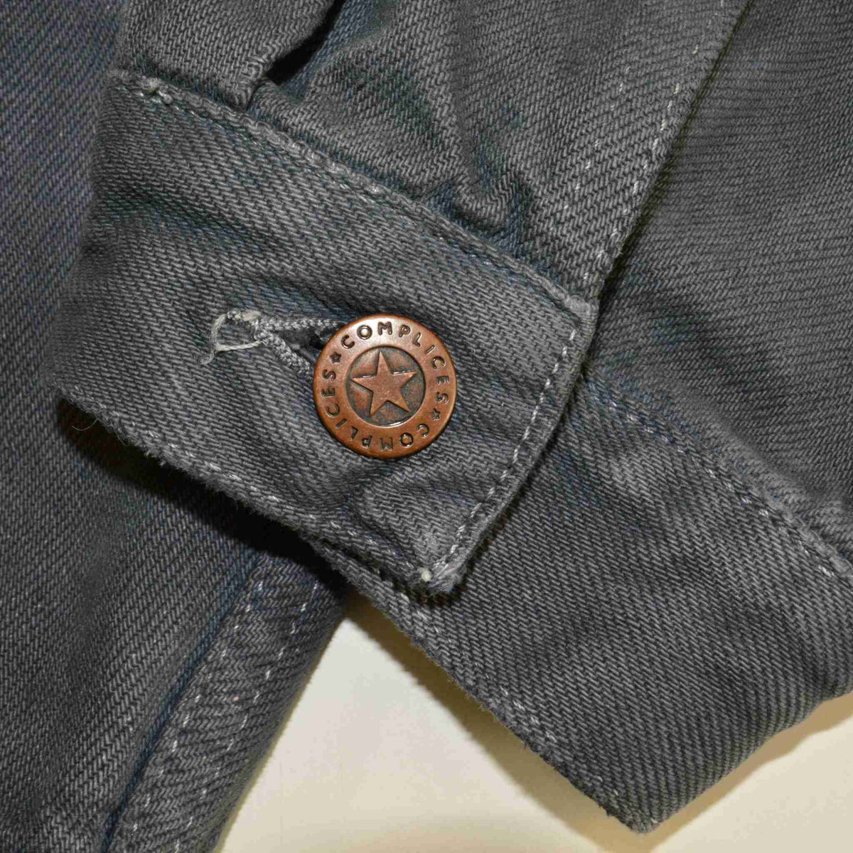 a close up of a button on a jacket.