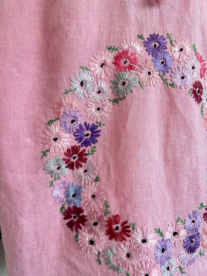 Pink Irish Linen Embroidered Cropped Top by Finding Doll, photo 9
