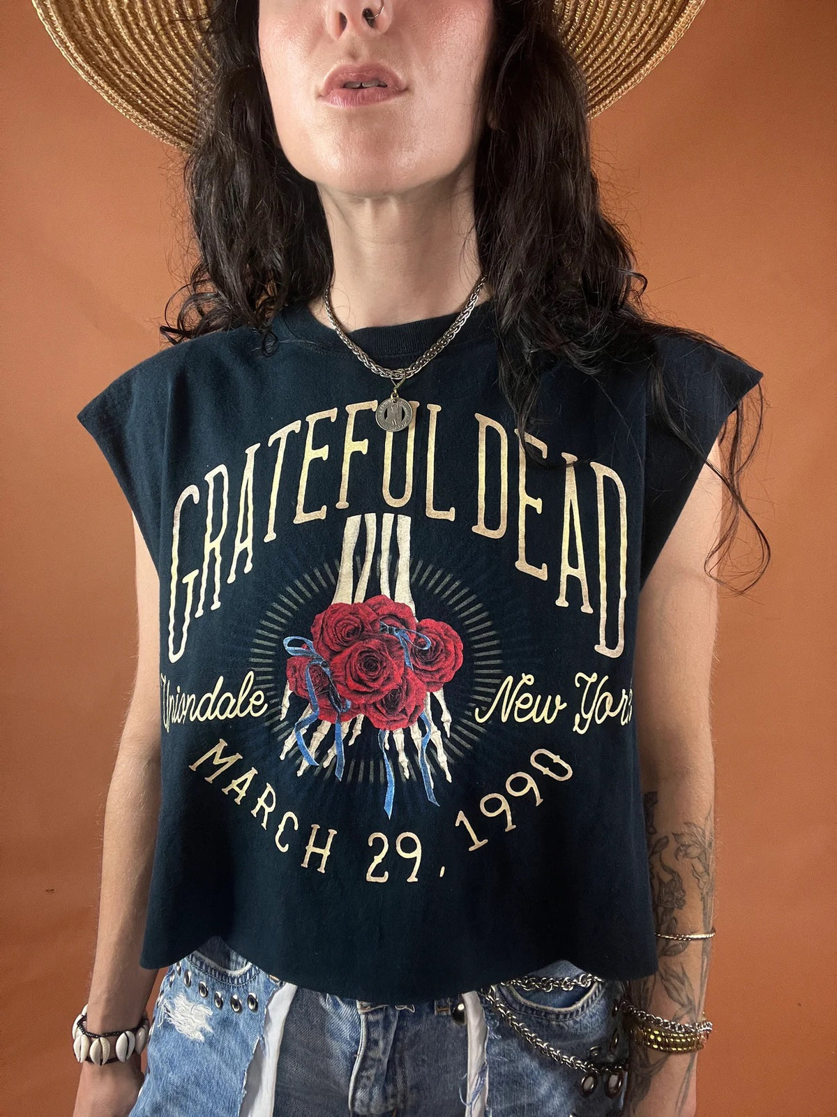 Grateful Dead Serape Striped Crop Tank Top