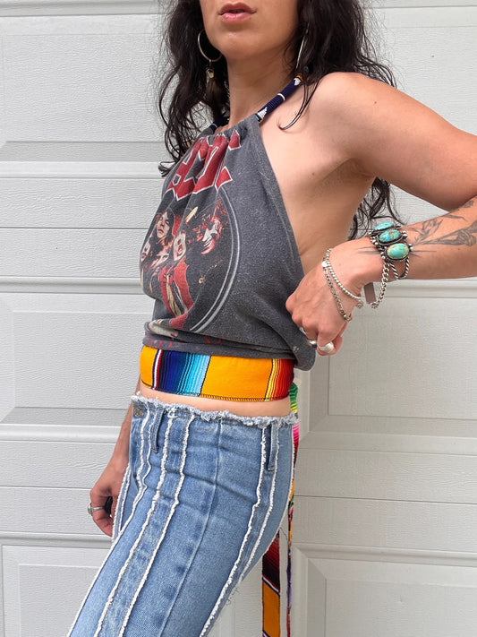 ACDC Beaded Halter Backless Halter Crop Top
