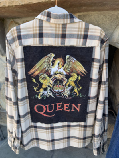 A Queen Music Rock Band Flannel Shirt with a picture of the queen on it.