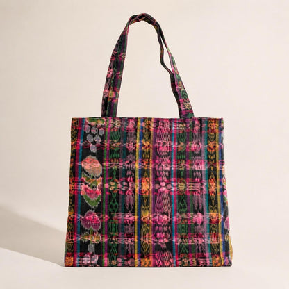 Upcycled Mayan Corte Tote Bag | Handmade Fair Trade Market Bag - Guatemala