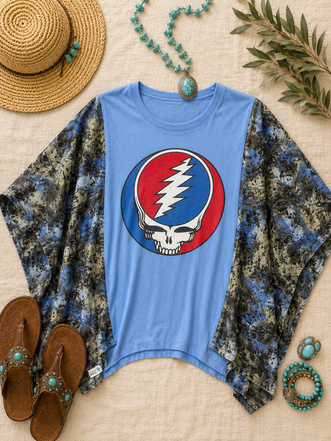 Grateful Dead Handmade Boho Poncho Top
