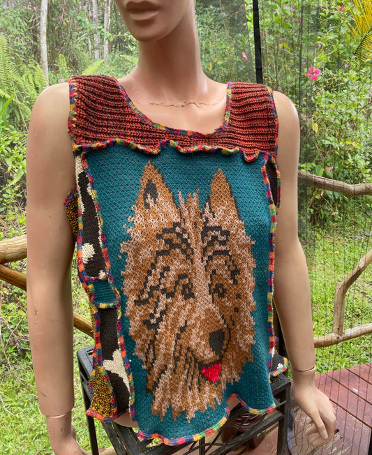 Zero waste top with terrier dog