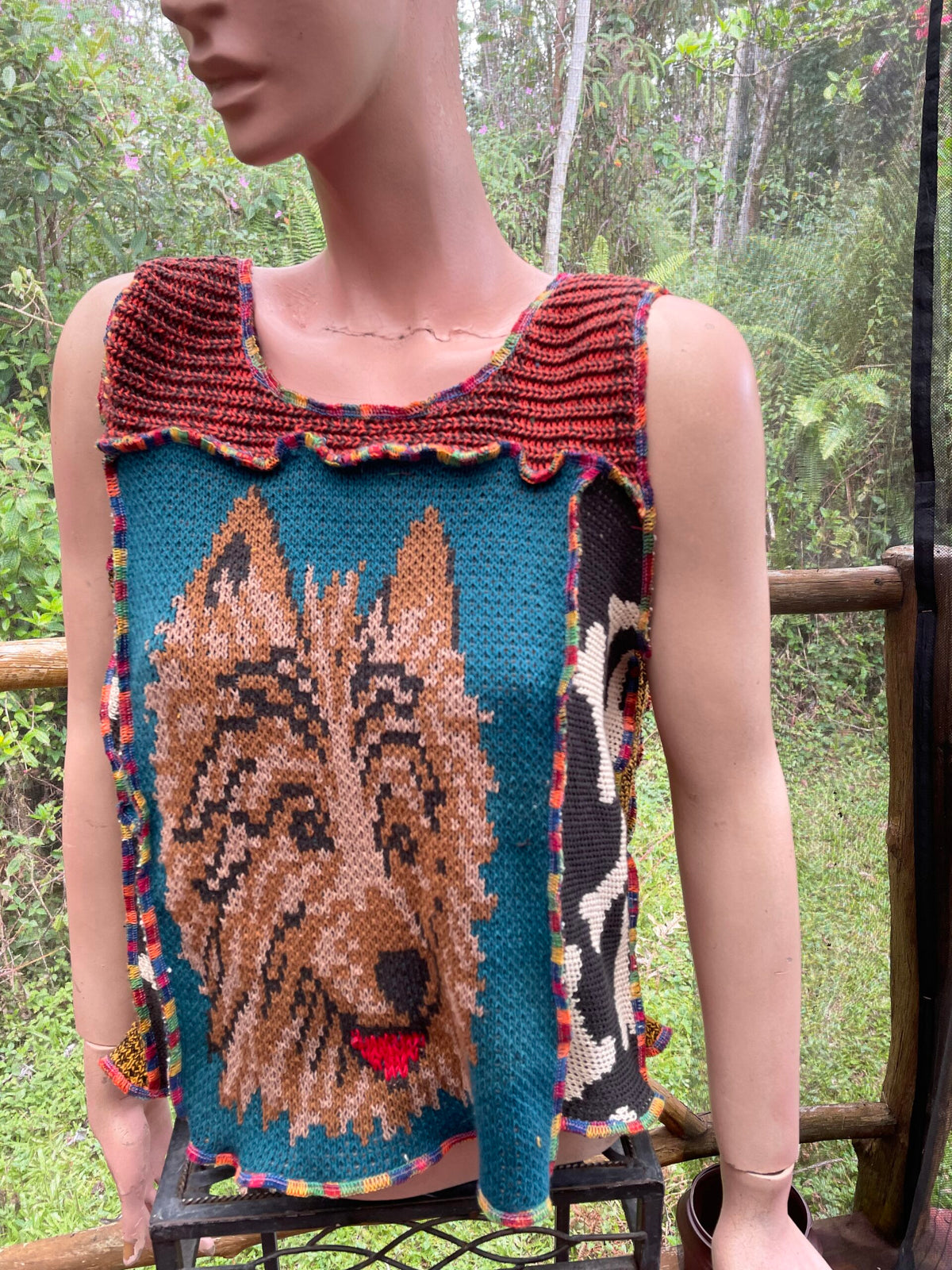 Zero waste top with terrier dog