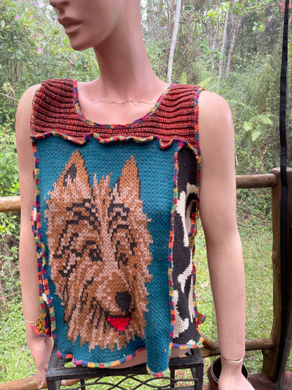 Zero waste top with terrier dog