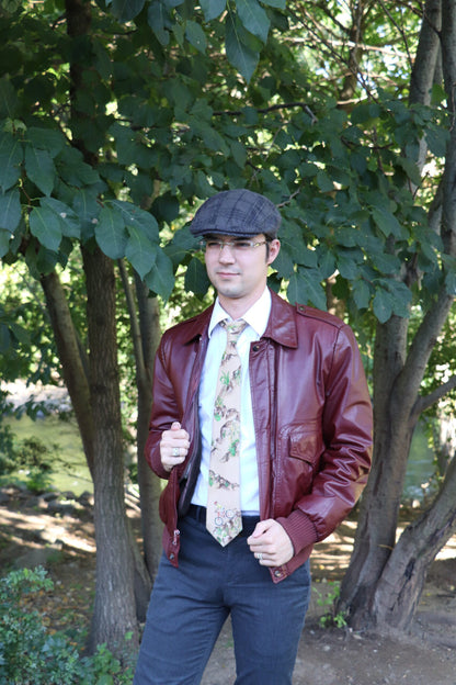 Hand-painted neutrals mountain biking landscape tie